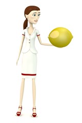 3d render of cartoon character with lemon