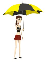 3d render of cartoon character with umbrella