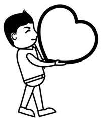 Cartoon Young Boy Suffering Love