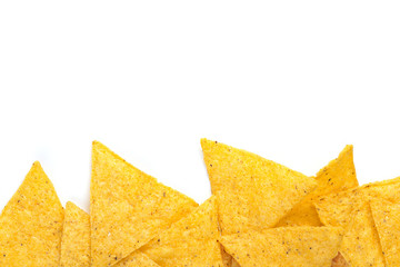 Fototapeta premium edge of tortilla chips on white background