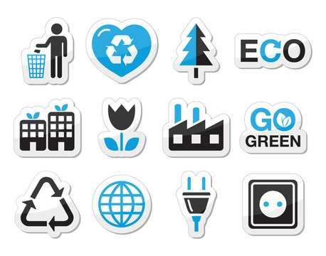 Ecology, green, recycling vector icons set