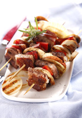 grilled meat and vegetables