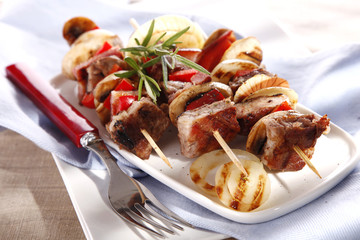Grilled meat and vegetables