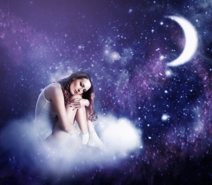 young beautiful woman sleeping