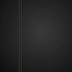 Black Leather background with white stitches - eps10