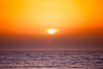 Golden sunset on the mediterranean sea
