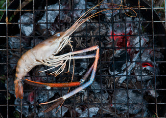 River prawn grilled on charcoal
