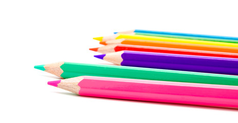 Colour pencils isolated on white background