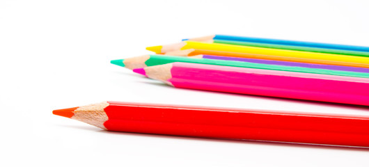 Colour pencils isolated on white background