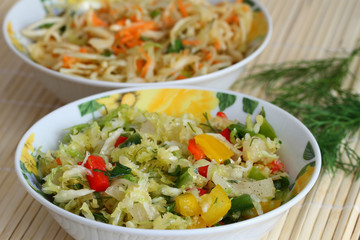 Raw salads, close up