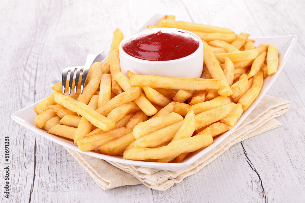 Poster french fries and ketchup