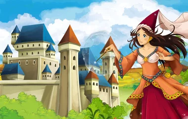 Wall murals Fairies and elves The princesses - castles - knights and fairies