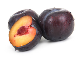 black plums isolated