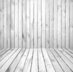 Interior room with white wooden wall and floor