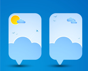 Paper speech bubble. Sky theme. Vector