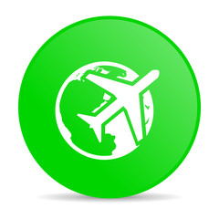 travel green circle web glossy icon