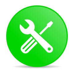 tools green circle web glossy icon