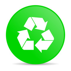 recycle green circle web glossy icon
