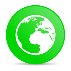 earth green circle web glossy icon