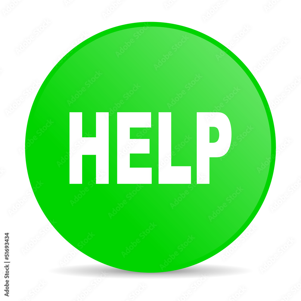 Poster help green circle web glossy icon