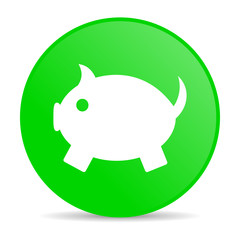 piggy bank green circle web glossy icon
