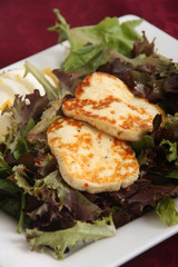 halloumi cheese on salad