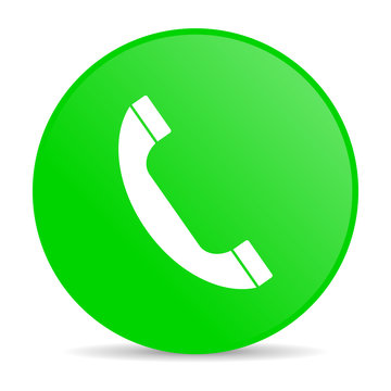 phone green circle web glossy icon