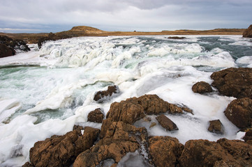 Frozen waterfall in Iceland
