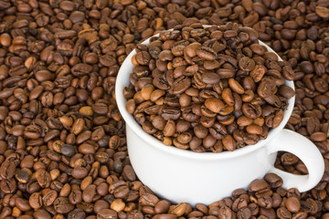 Cup full of  coffee beans