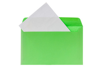 Green envelope with blank letter