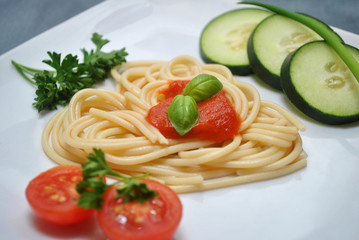 Fresh Tomatoes and Cucumbers with Pasta and Herbs