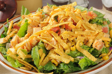 Closeup of taco salad with chicken