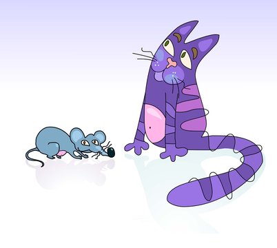 Cat and mouse vector