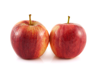 Isolated two red apples on a white background.