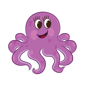 Cartoon octopus. Coloring book. Vector illustration