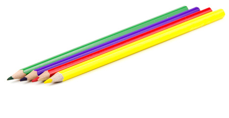 Color pencils crayons on white background