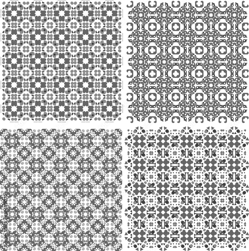 Poster monochrome geometric seamless patterns set. abstract backgrounds