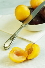 Cuted yellow plum