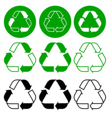 Green, black recycle icons