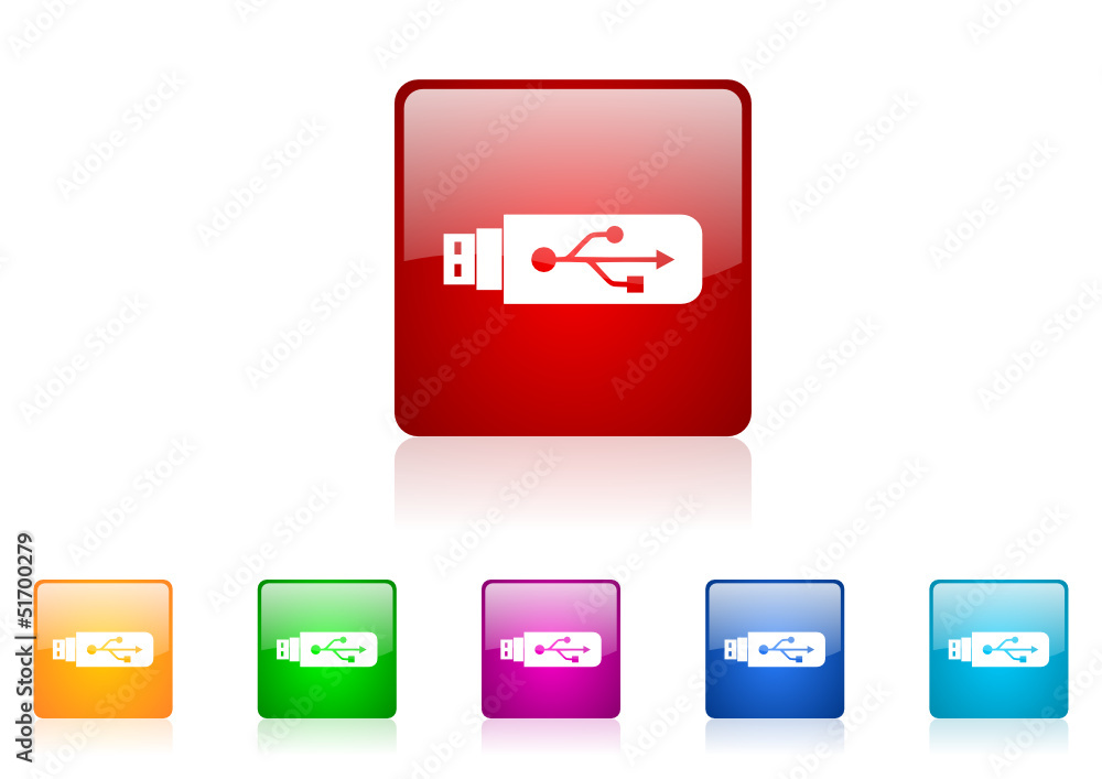 Aufkleber usb vector glossy web icon set