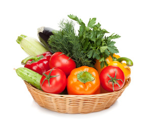 Fresh ripe vegetables in basket
