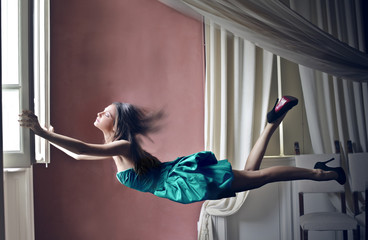 woman flying