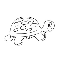 Obraz premium Cartoon turtle. Coloring book. Vector illustration