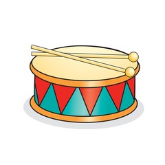 Toy drum and drumsticks. Coloring book. Vector