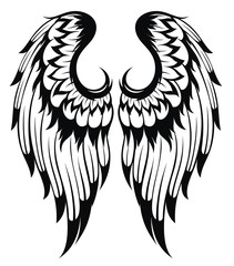 Black wings silhouette . Tattoo design