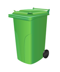 Green trash can