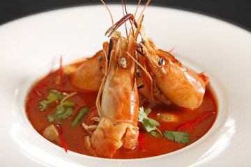 Thai Food Tom Yum Goong,Thai popular soup.