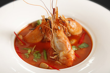 Thai Food Tom Yum Goong,Thai popular soup.
