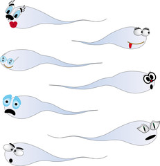 funny drawn sperm - a girl and a boy