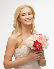 woman with bouquet of flowers